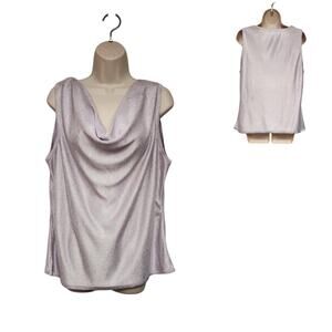 White House Black Market Cowl Neck Metallic Lavender Purple Size Large